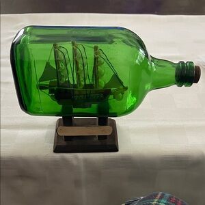 Vintage Ship in a Bottle Art Piece